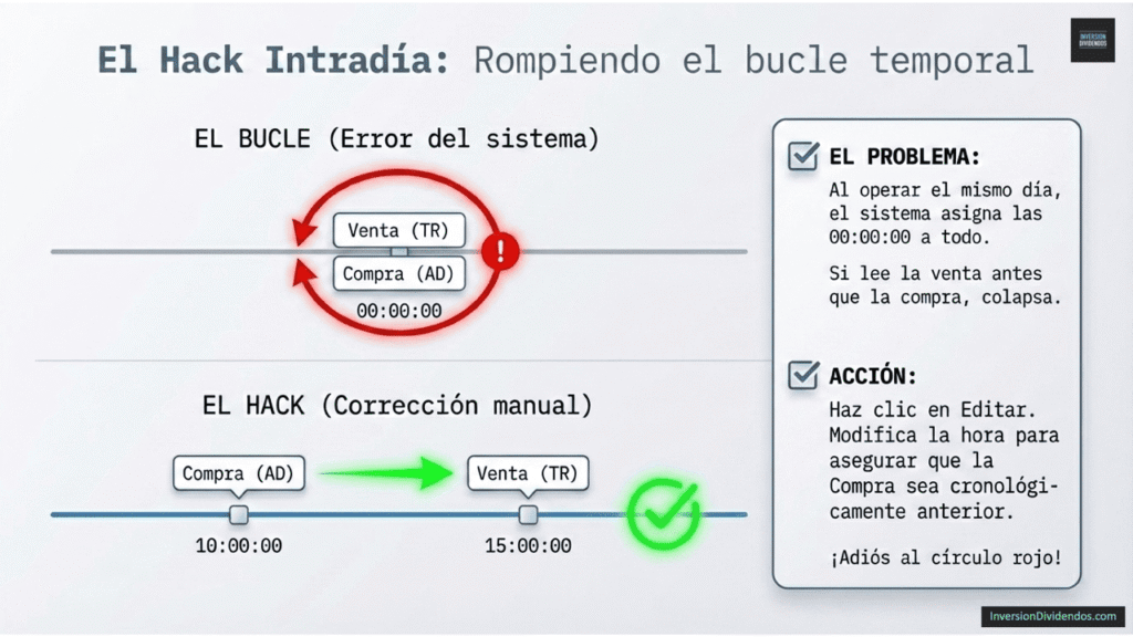 Corrección manual de secuencia horaria para ventas y compras en la misma sesión.