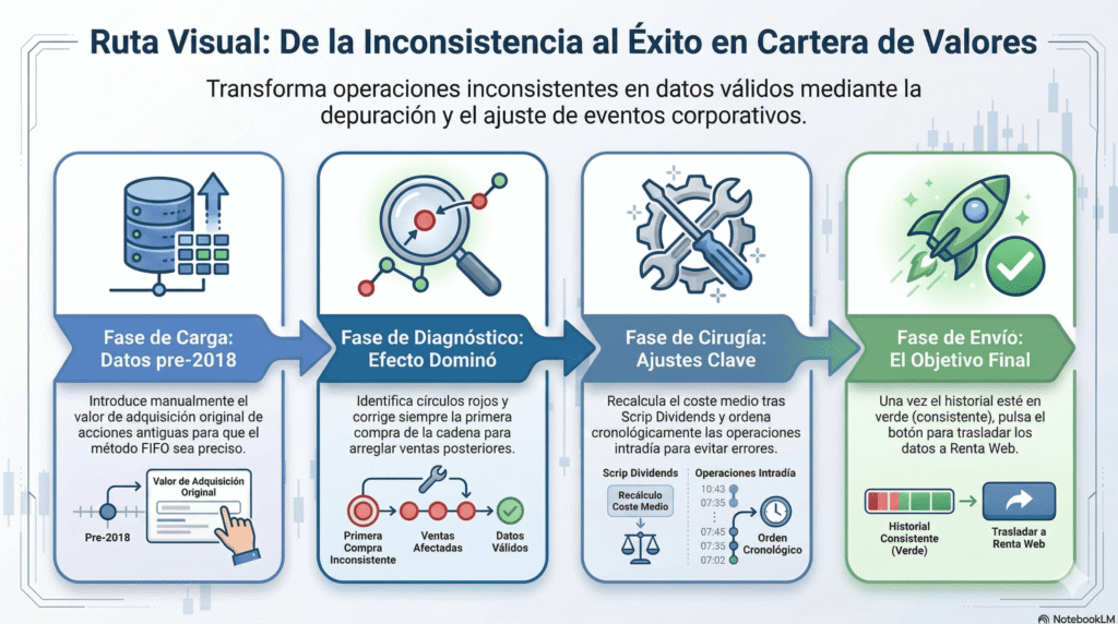 Hoja de ruta para pasar de inconsistencia a éxito en Cartera de Valores de la Agencia Tributaria.